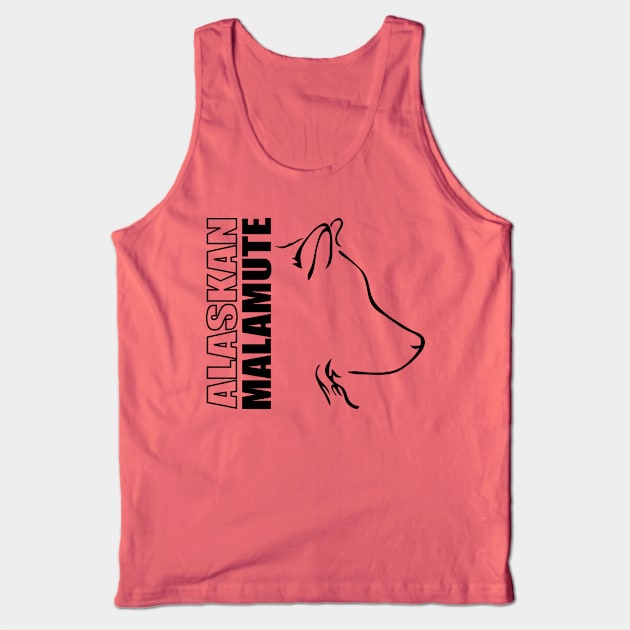 Alaskan Malamute profile dog lover Tank Top by wilsigns